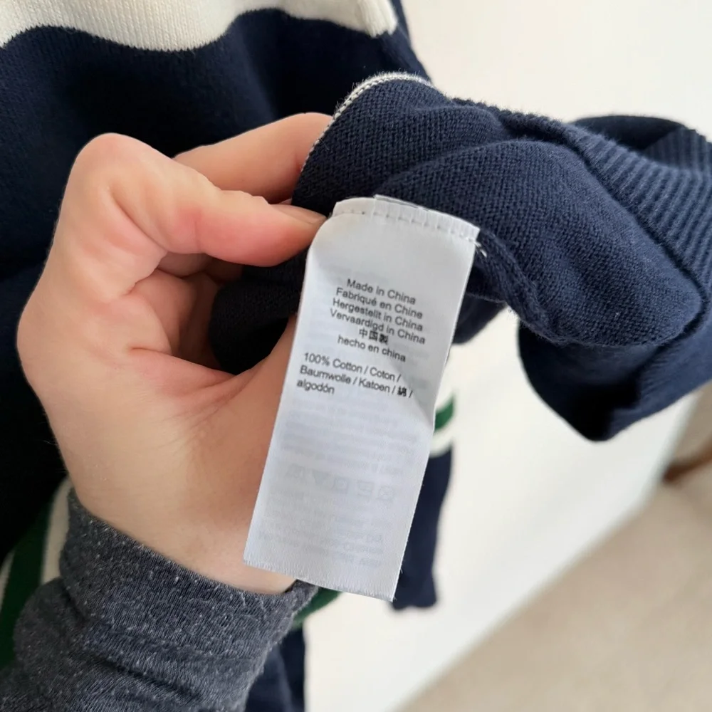 J.Crew Navy White and Green Striped Polo Rugby Sweater size XXL